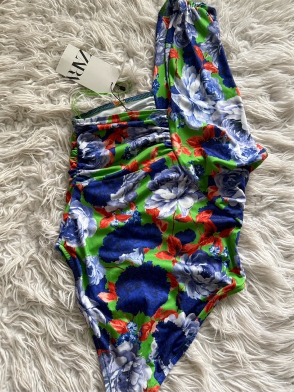 NWT Zara Floral One-Shoulder Bodysuit - Picture 8 of 10
